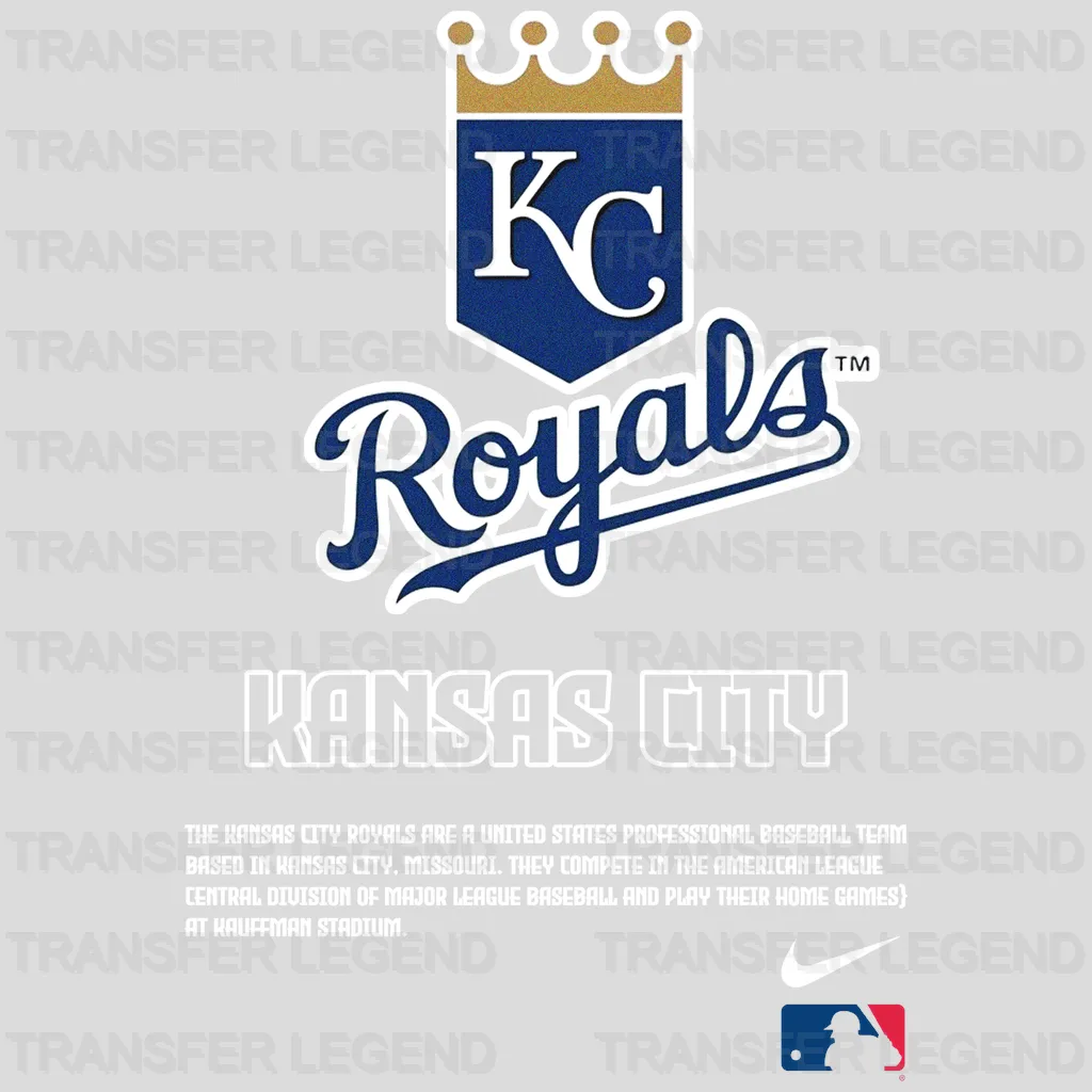 Kansas City Royals MLB Crossed Bats Shield Emblem - DTF Iron On Transfer