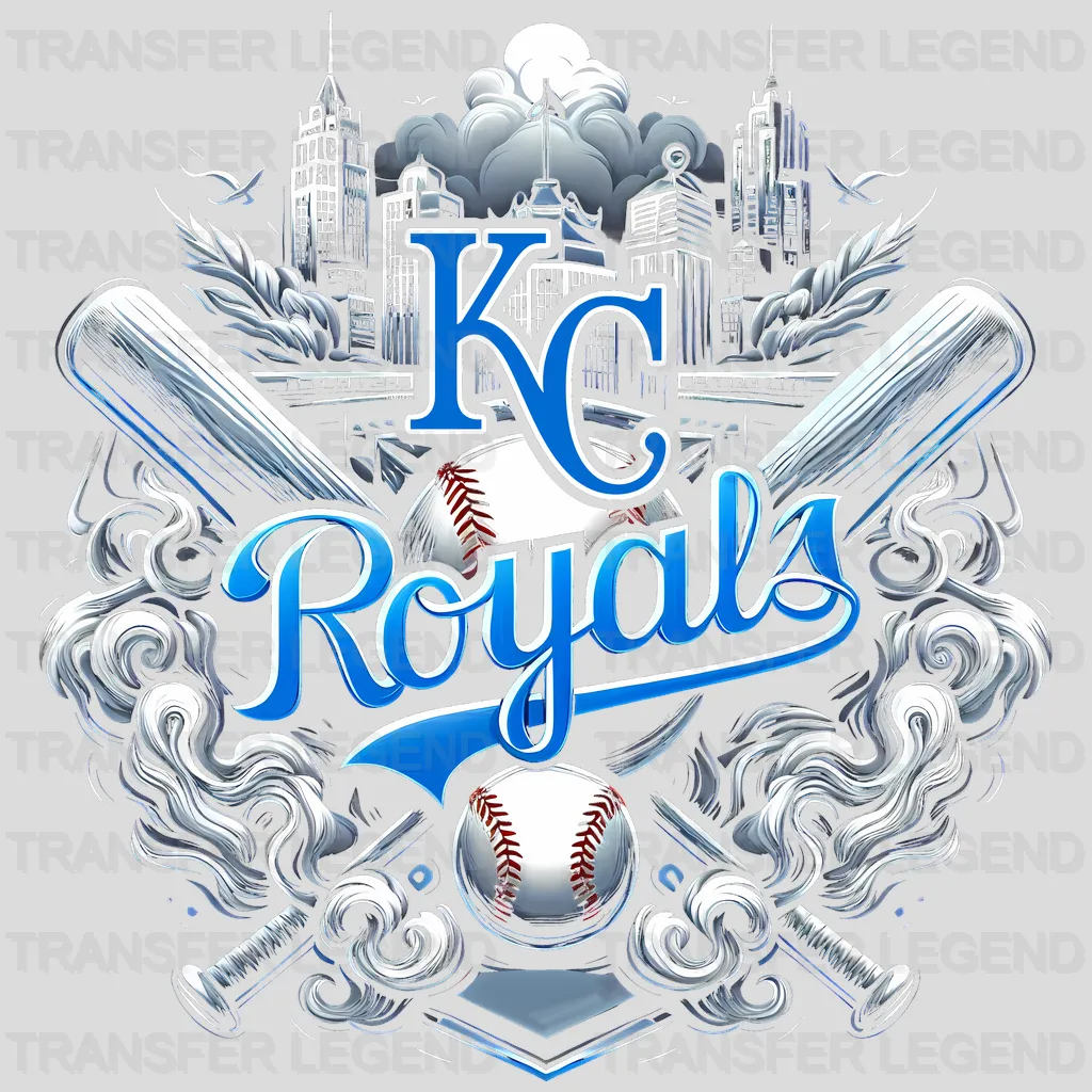 Kansas City Royals MLB Blue & Gold Lips Logo Art Illustration - DTF Iron On Transfer