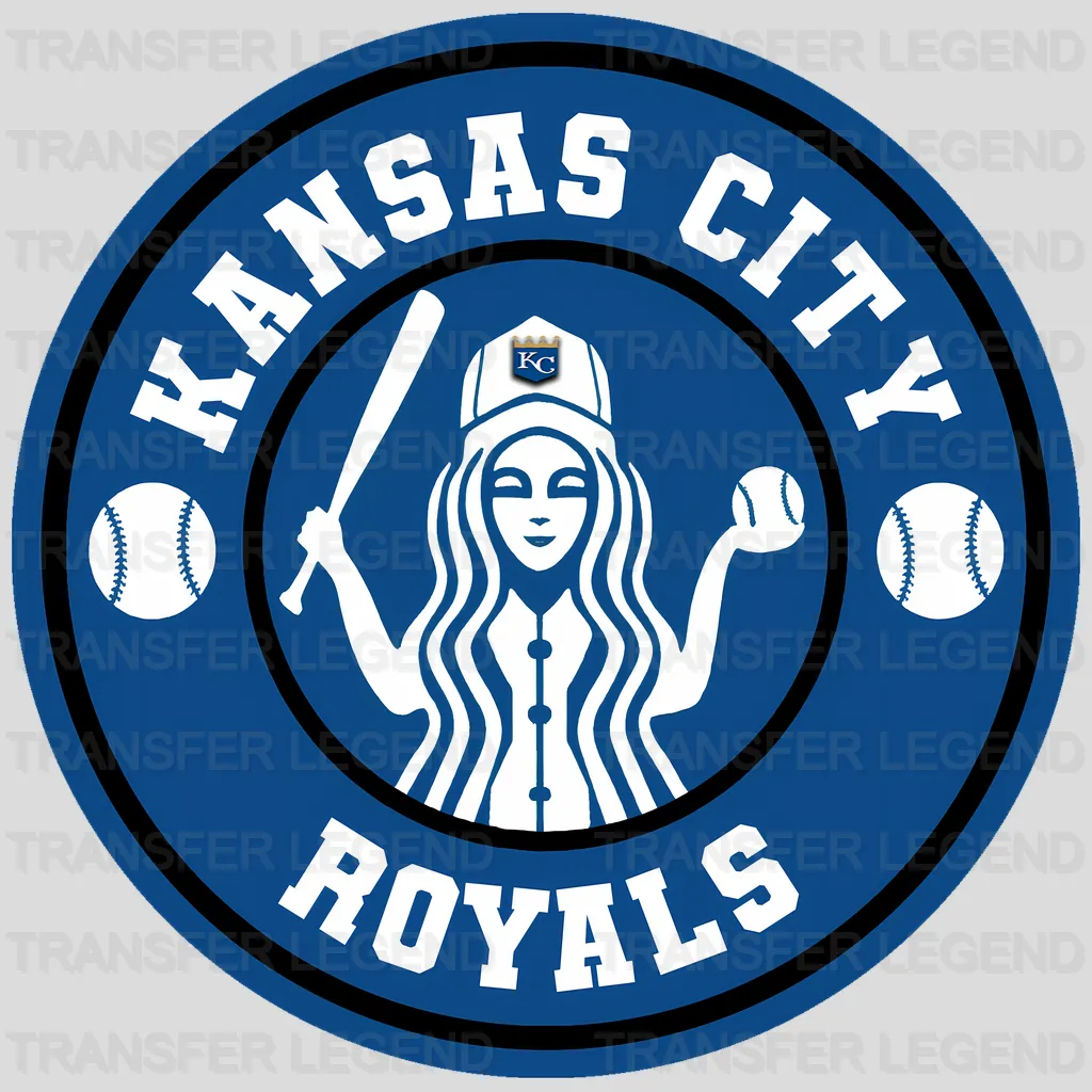 Kansas City Royals MLB Circle Badge Girl Silhouette Logo - DTF Iron On Transfer
