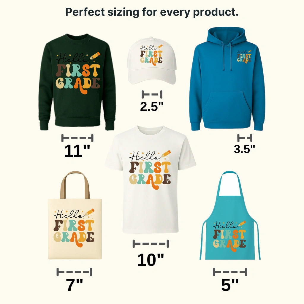 Hello First Grade - Back to School Design - DTF heat transfer - transferlegend
