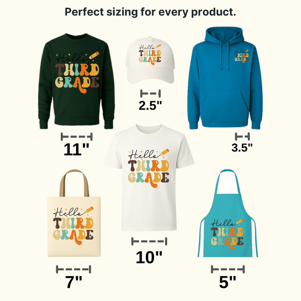 Hello Third Grade - Back to School - Design - DTF heat transfer - transferlegend