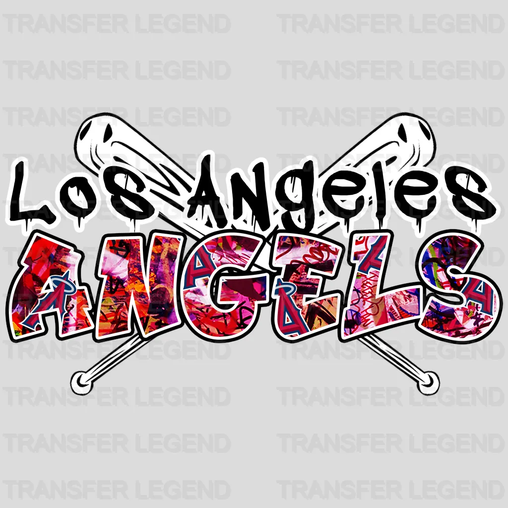 Los Angeles Angels MLB Graffiti Wall Art Text Logo - DTF Iron On Transfer
