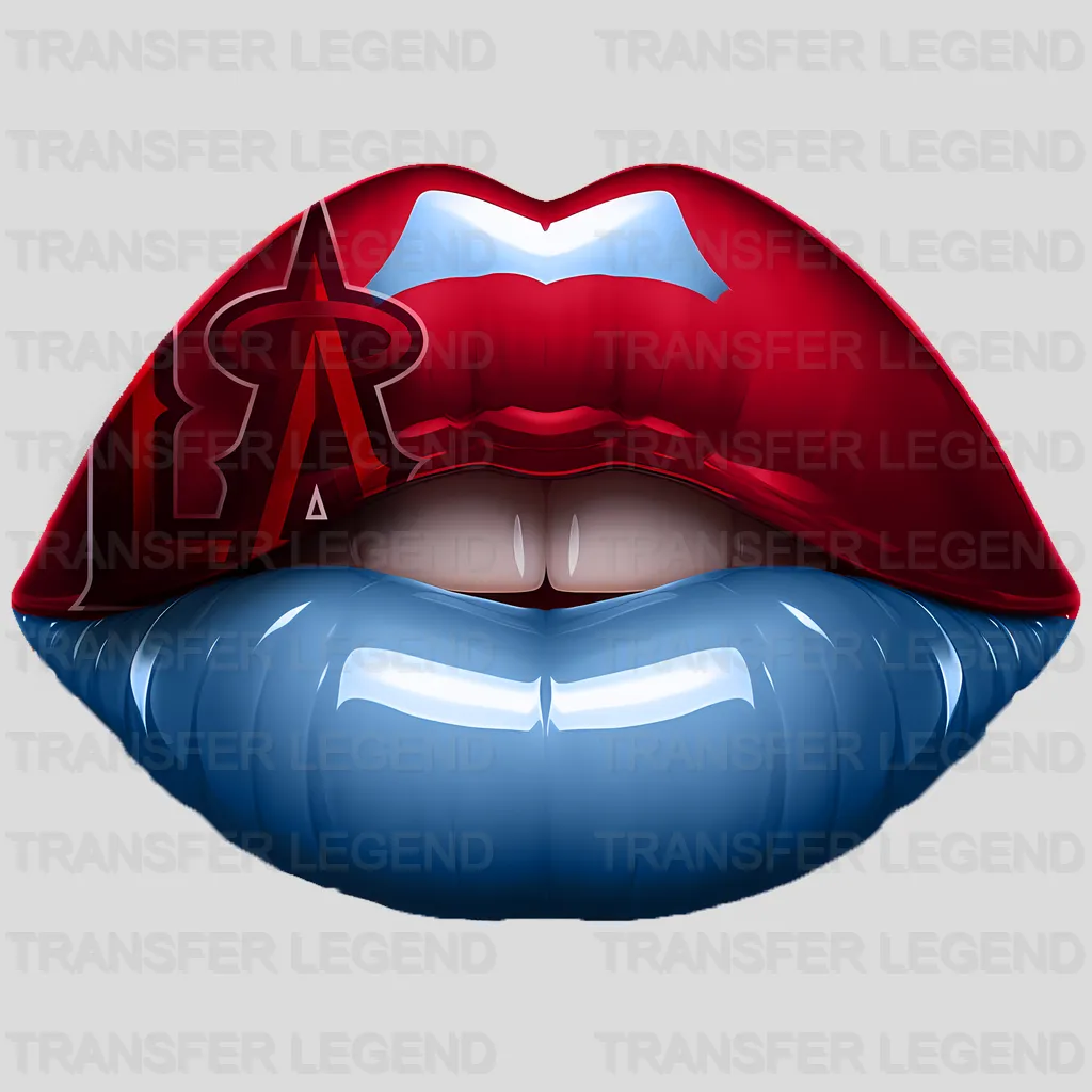 Los Angeles Angels MLB Red & Blue Lips Logo Art Illustration - DTF Iron On Transfer