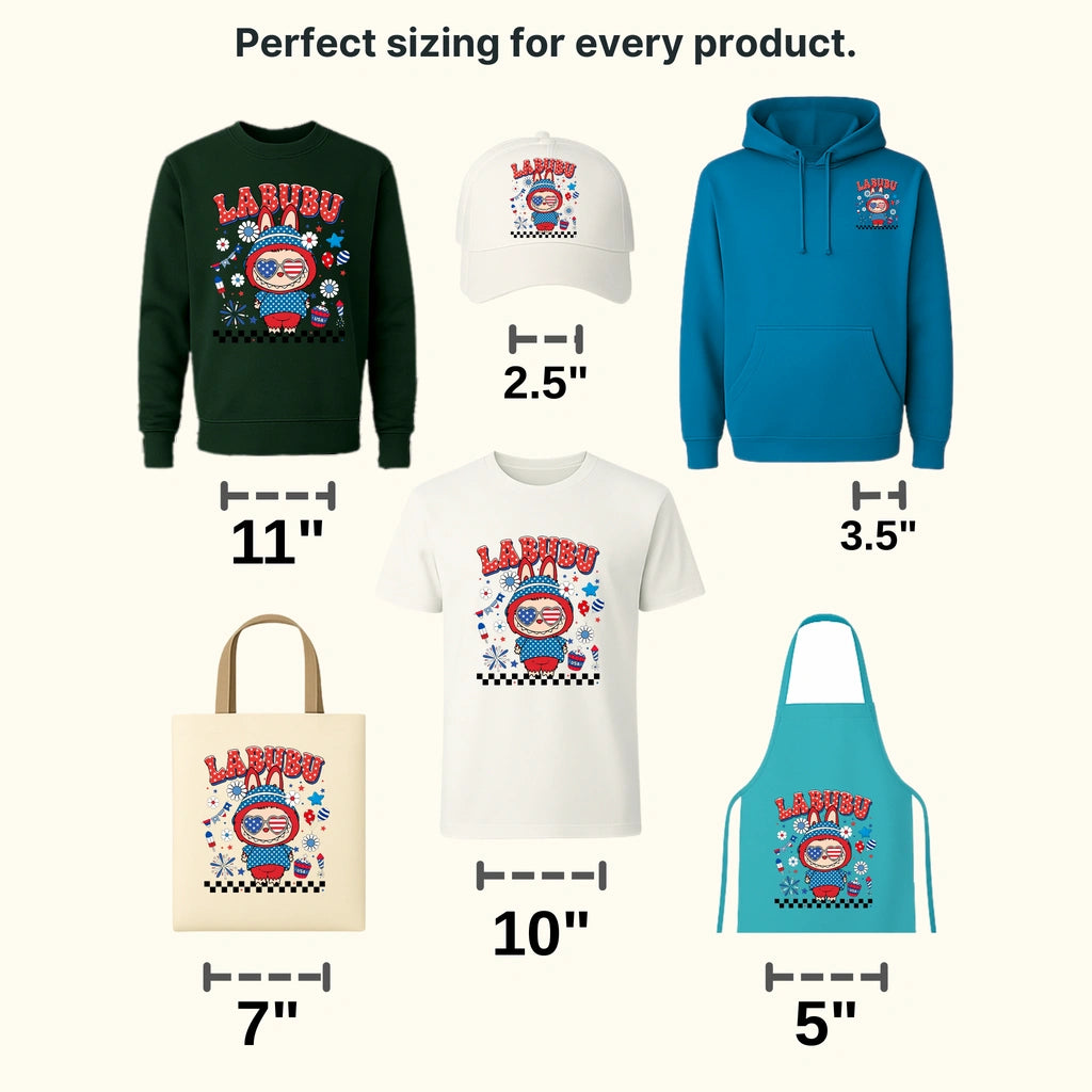 Red & Blue Labubu Design - DTF Heat Transfers