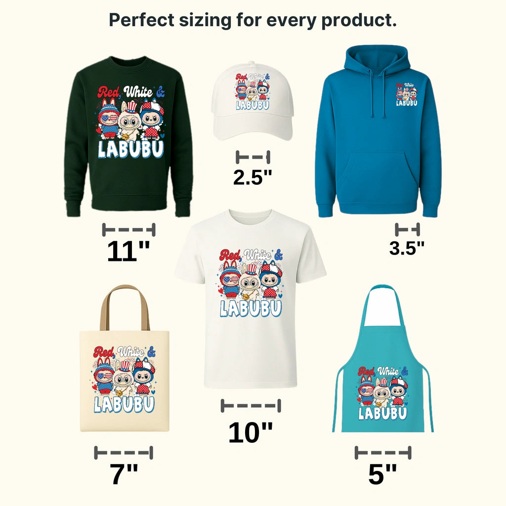 Red White Labubu Design - DTF Heat Transfers