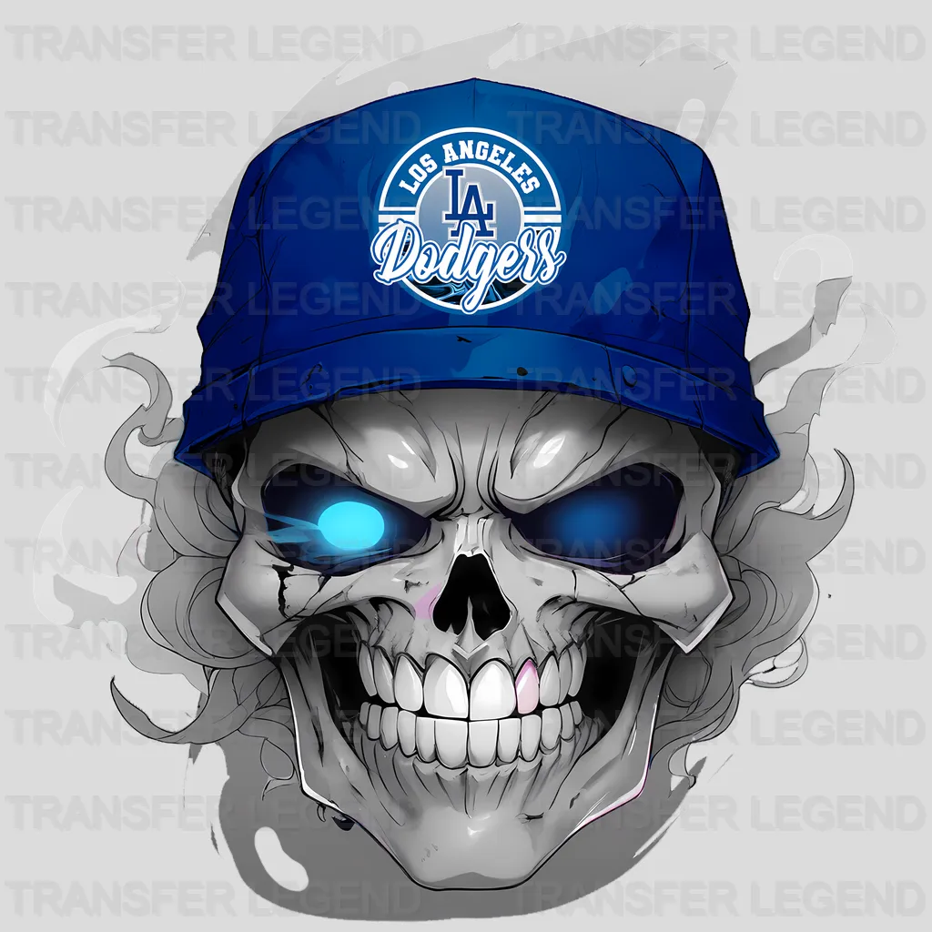 Los Angeles Dodgers MLB Skull With Cap & Smoke Effect - DTF Iron On Transfer