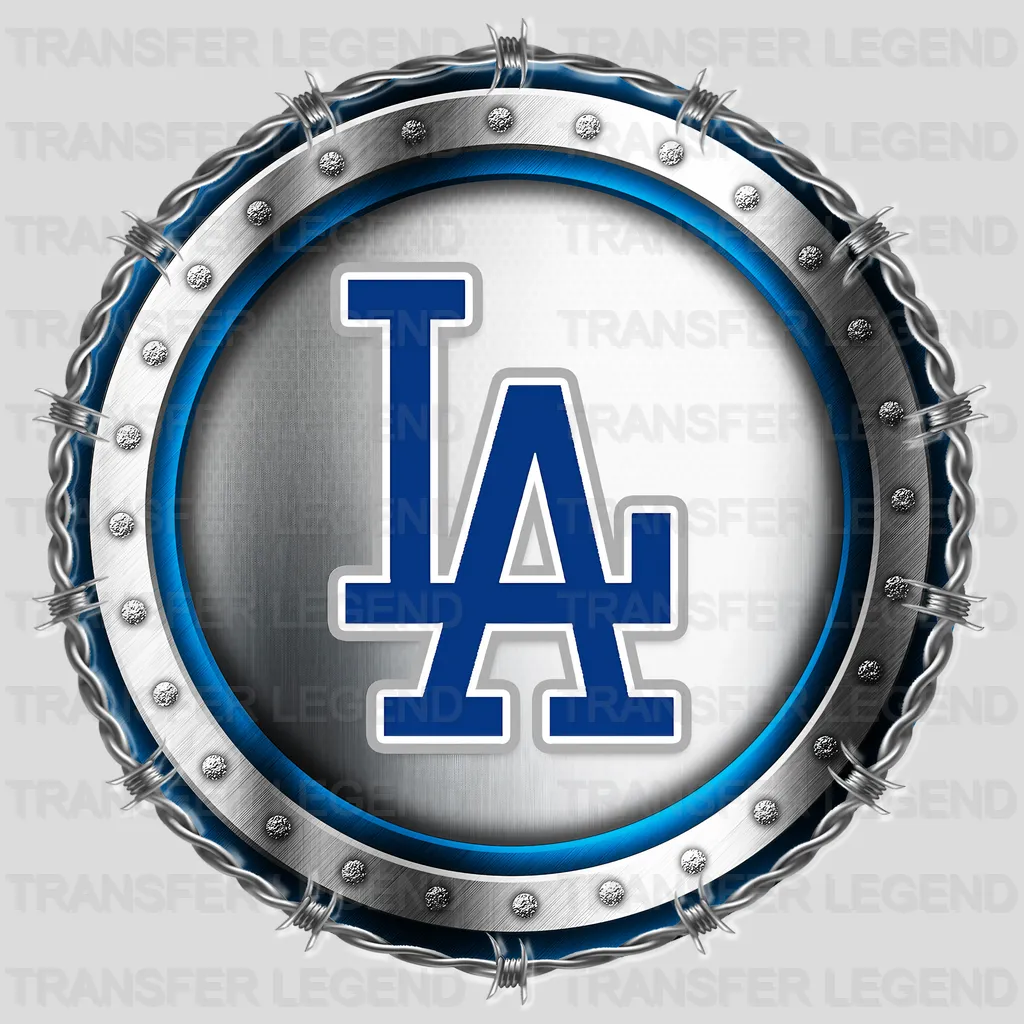 Los Angeles Dodgers MLB Chrome Metal Circle Badge 3D - DTF Iron On Transfer