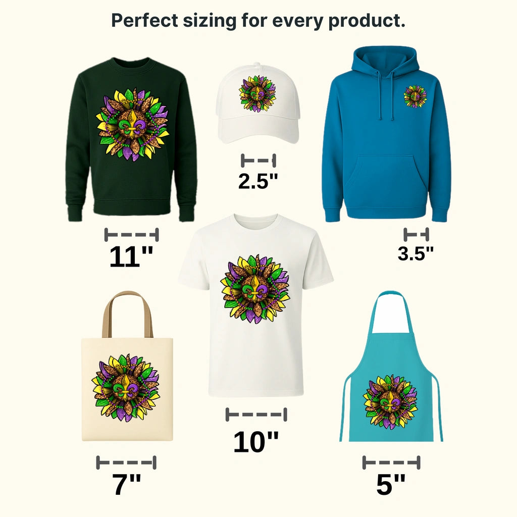 Mardi Gras Sunflower Design- DTF heat transfer - transferlegend