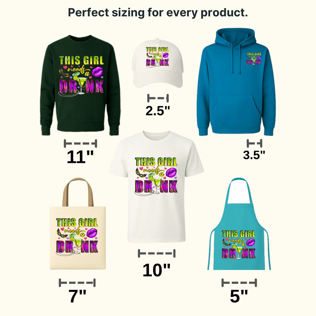 This Girl Need To Drink Mardi Gras Design- Mardi Gras DTF heat transfer - transferlegend