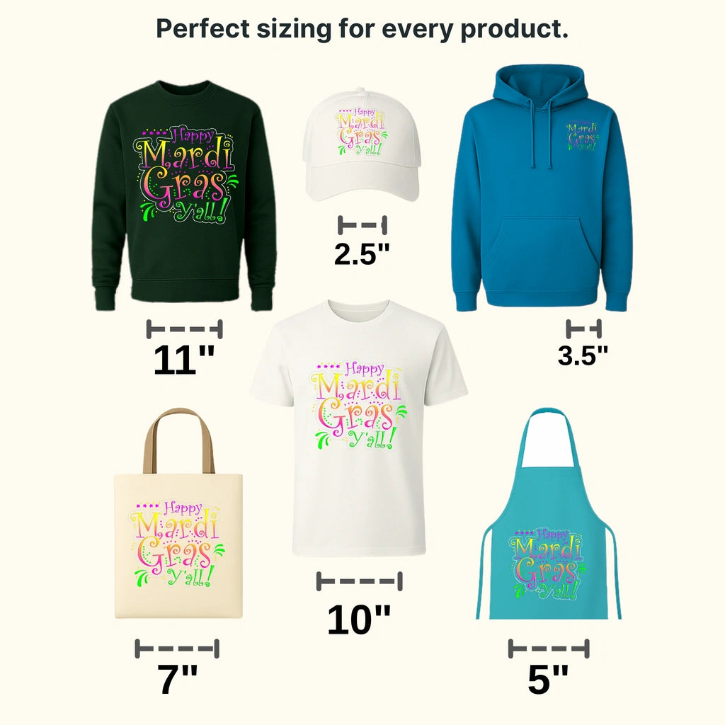 Happy Mardi Gras Y'all Design- Mardi Gras DTF heat transfer - transferlegend