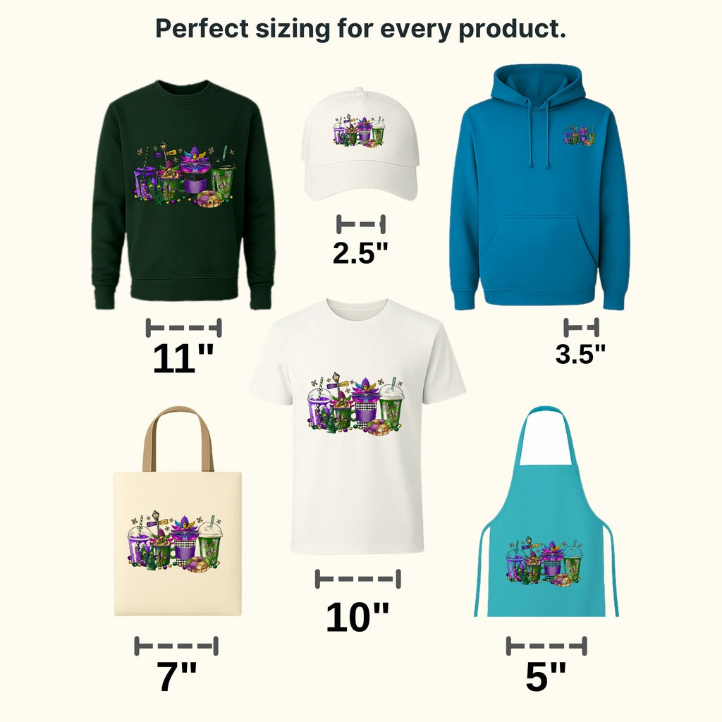 Mardi Gras Drinks Design- DTF heat transfer - transferlegend