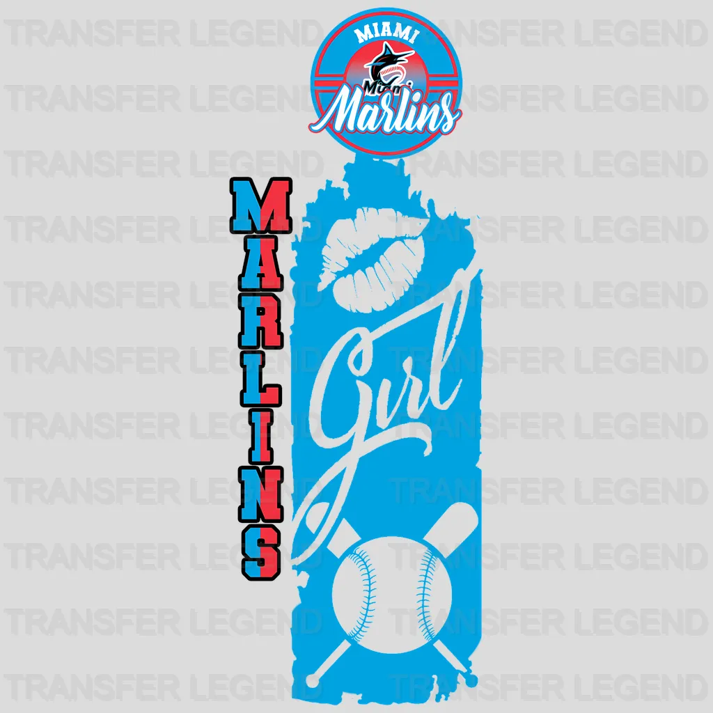 Miami Marlins MLB Vertical Bookmark Style Strip Logo - DTF Iron On Transfer