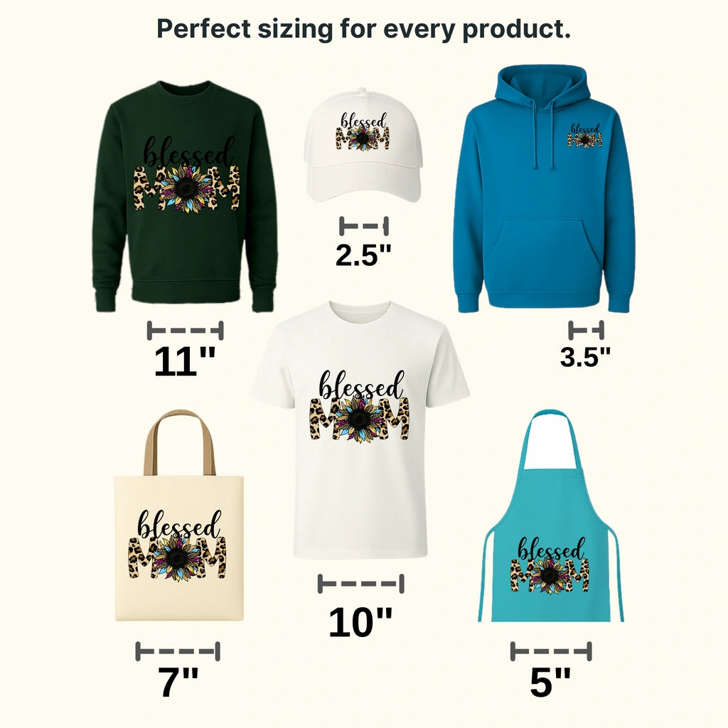 Leopard Sunflower Blessed Mom - Floral Mom - Cute Mom - Motivational Design - DTF heat transfer - transferlegend