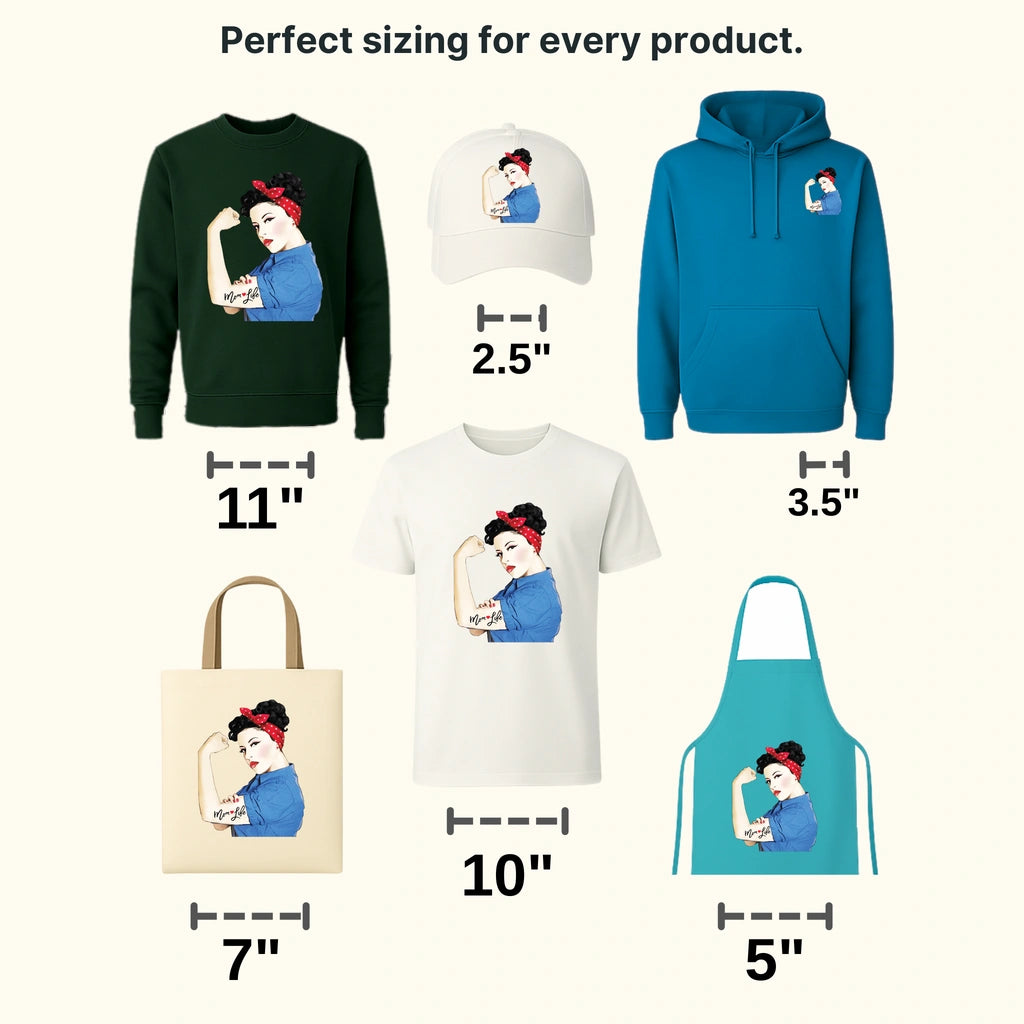 Mom Life Tattoo Heart Girl Power Pinup Retro Mommy - Strong Mama - Mothers Day - Design - DTF heat transfer - transferlegend