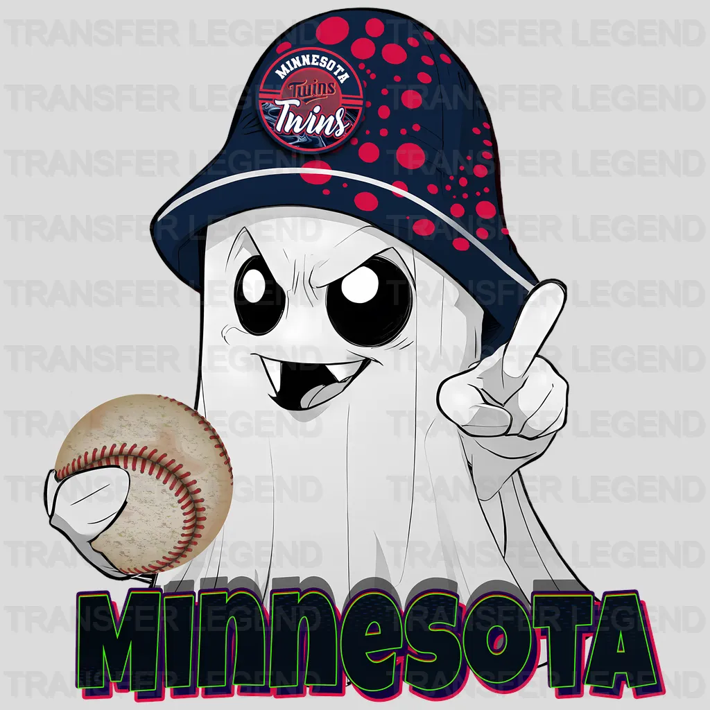 Minnesota Twins MLB Cute Ghost With Hat Halloween - DTF Iron On Transfer