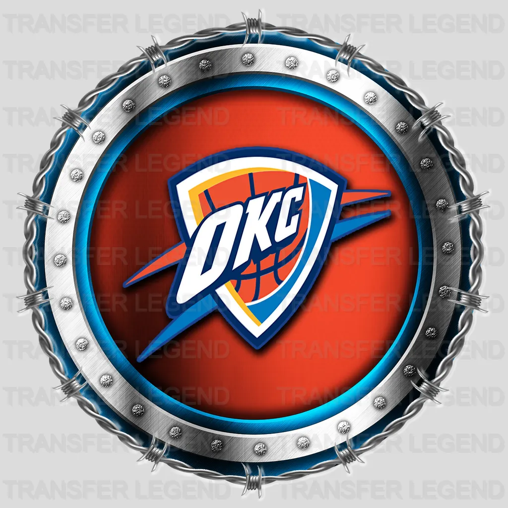 Oklahoma City Thunder NBA Chrome Metal Circle Badge 3D - DTF Iron On Transfer