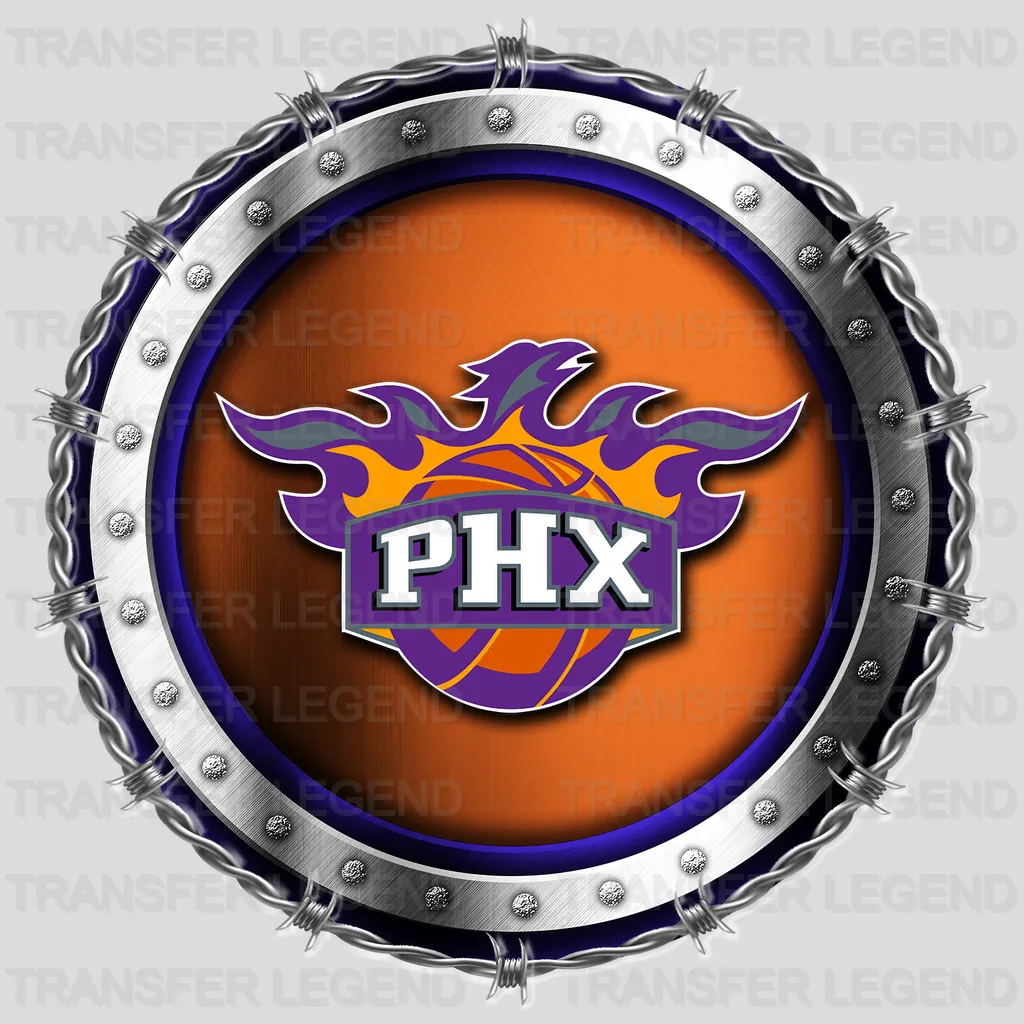 Phoenix Suns NBA Chrome Metal Circle Badge 3D - DTF Iron On Transfer