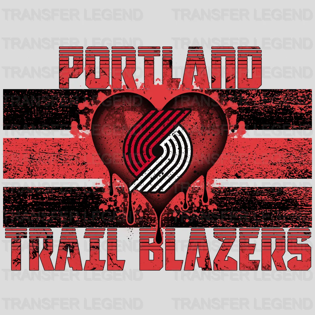 Portland Trail Blazers NBA Distressed Flag Heart Shape - DTF Iron On Transfer