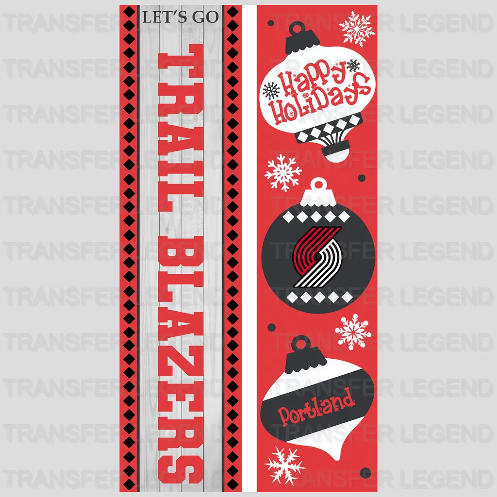 Portland Trail Blazers NBA Vertical Strip Banner Logo Blocks - DTF Iron On Transfer