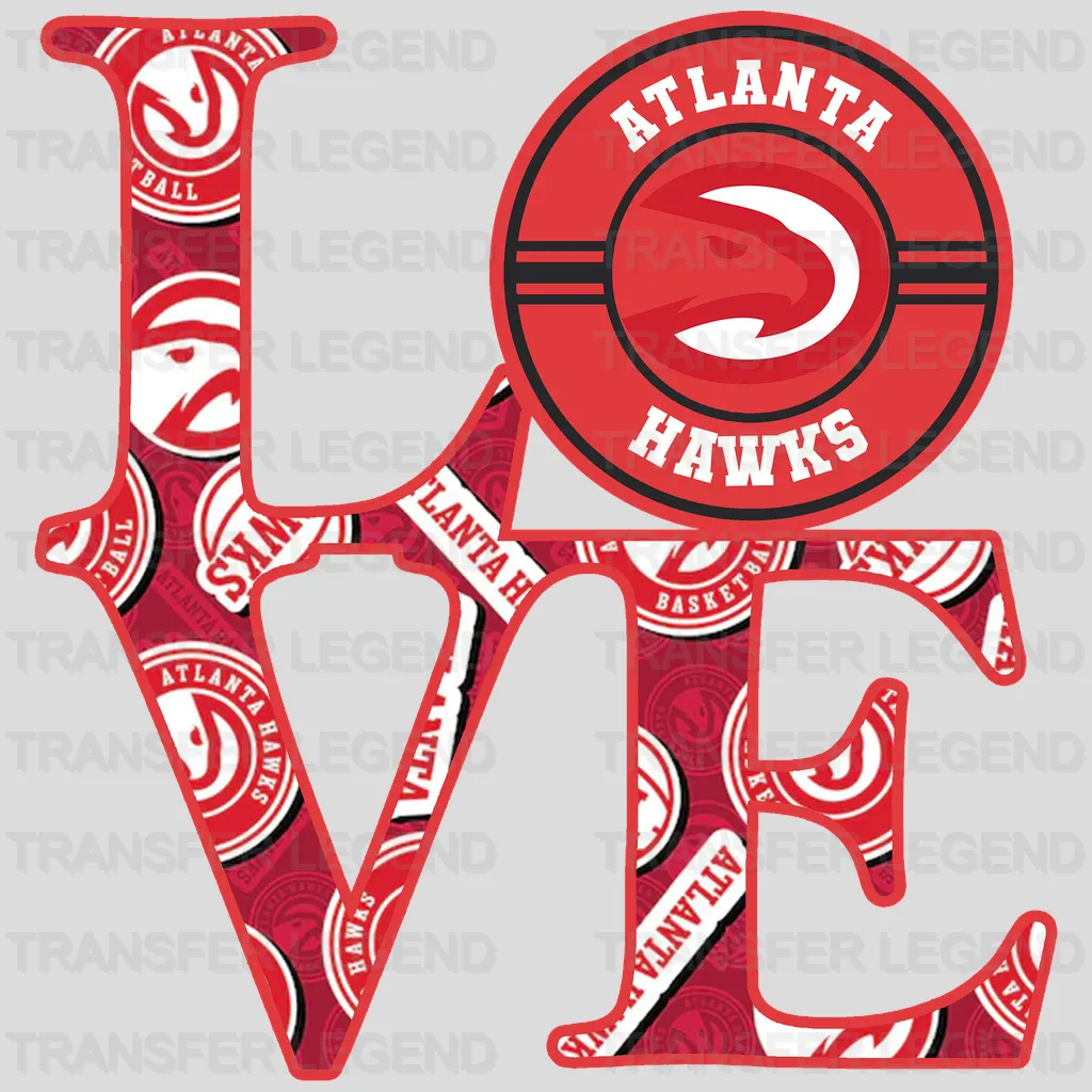 Atlanta Hawks NBA Love DTF Iron On Transfer