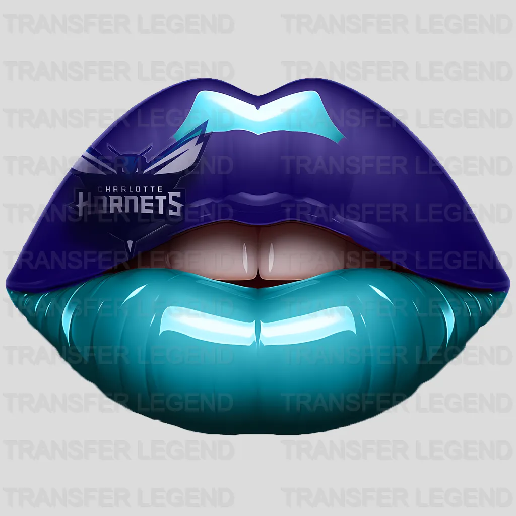 Charlotte Hornets NBA Purple Lips Logo Art Illustration - DTF Iron On Transfer
