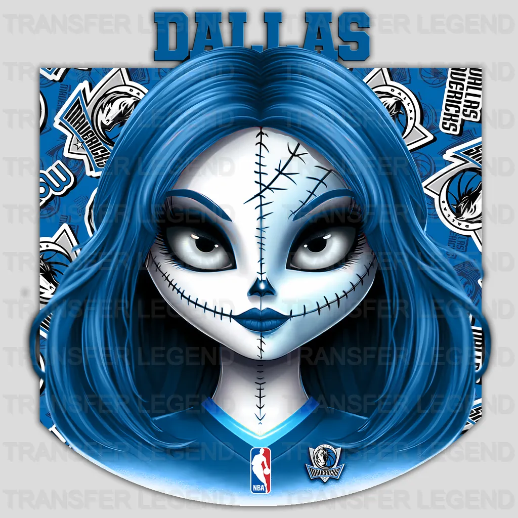 Dallas Mavericks NBA Gothic Girl Illustration - DTF Iron On Transfer