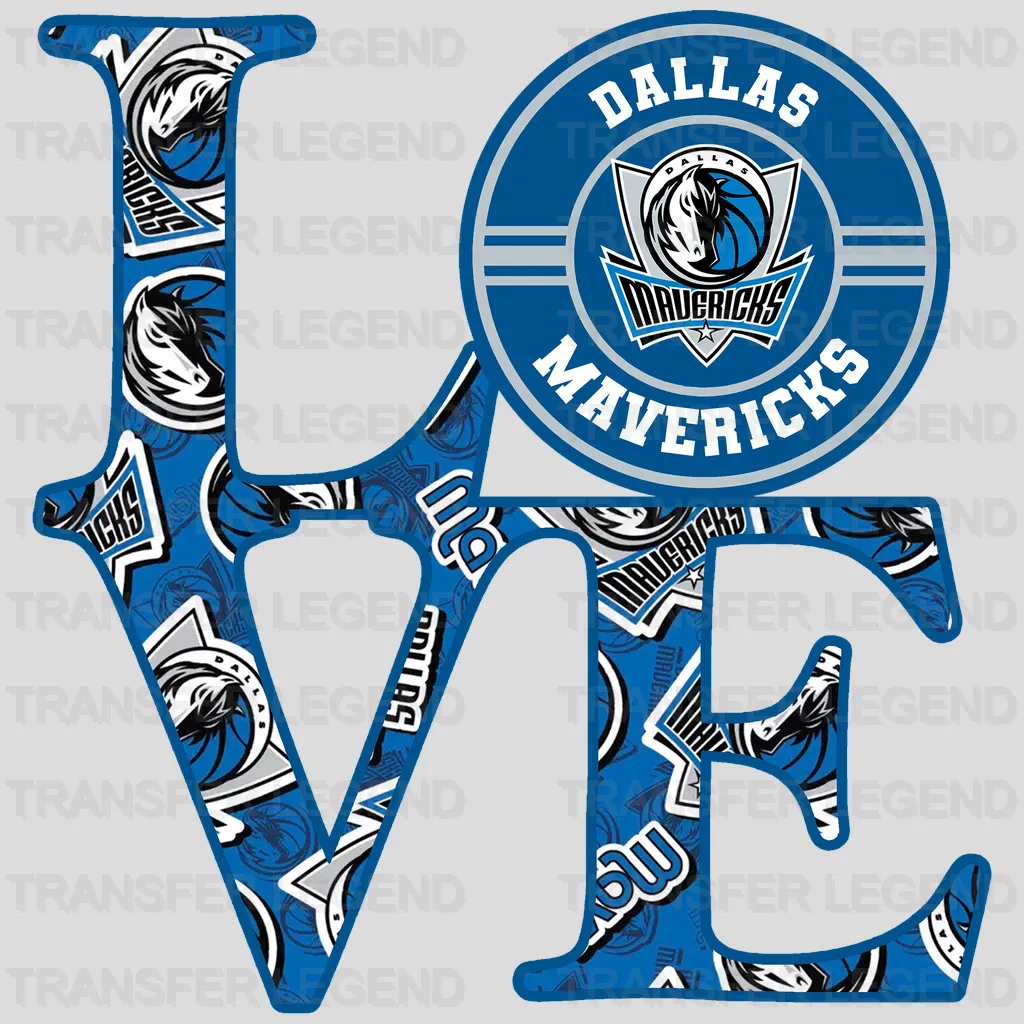 Dallas Mavericks NBA Love DTF Iron On Transfer
