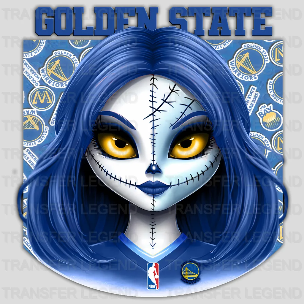 Golden State Warriors NBA Gothic Girl Illustration - DTF Iron On Transfer