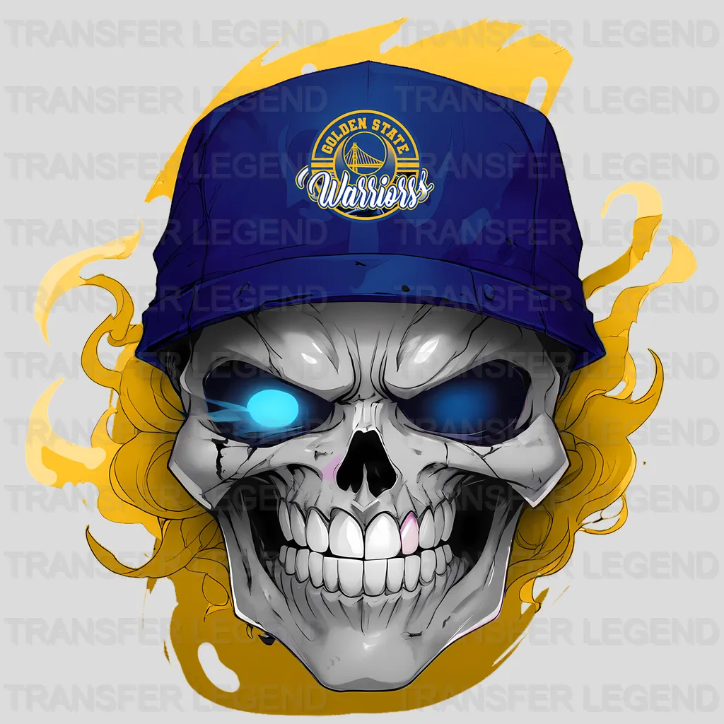 Golden State Warriors NBA Skull With Cap & Smoke Effect - DTF Iron On Transfer