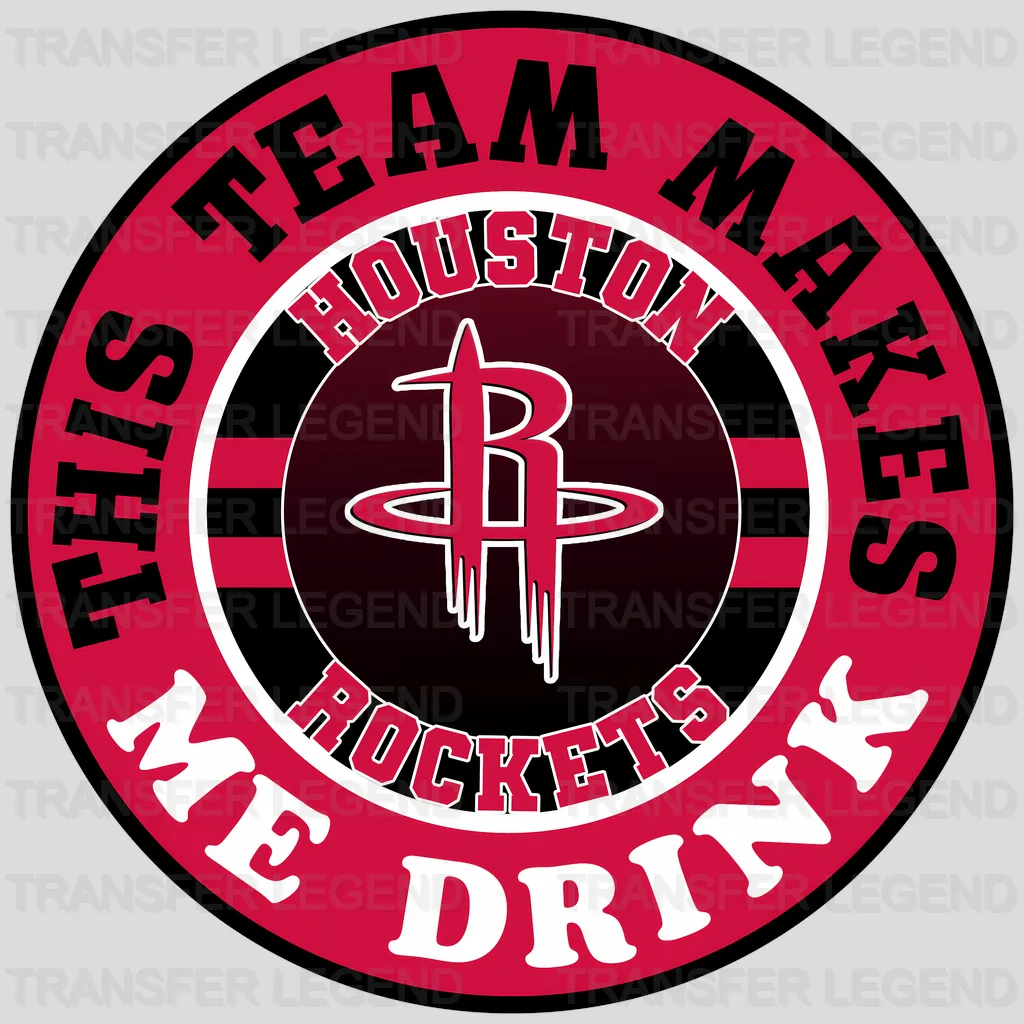 Houston Rockets NBA Skeleton Playing Card Art - DTF Iron On Transfer