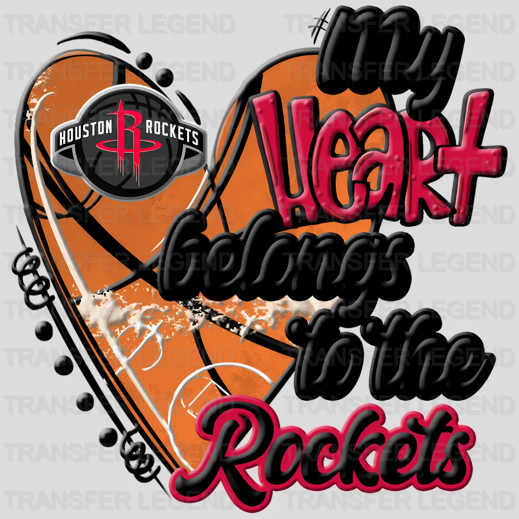 Houston Rockets NBA Red Skull With Helmet Art - DTF Iron On Transfer