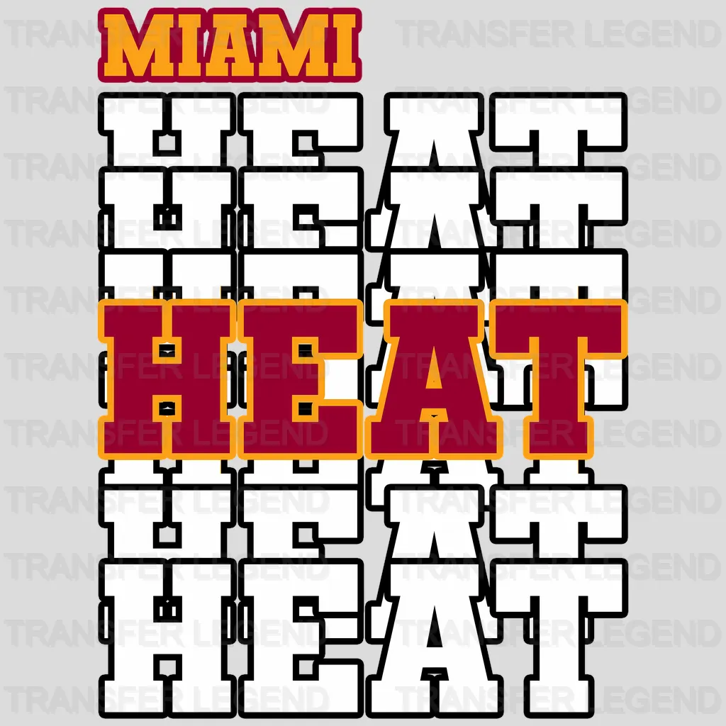 Miami Heat NBA Repeated Text Pattern Block Logo - DTF Iron On Transfer