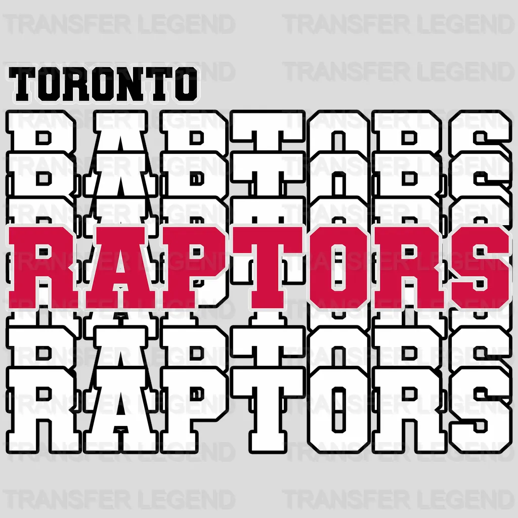 Toronto Raptors NBA Repeated Text Pattern Block Logo - DTF Iron On Transfer