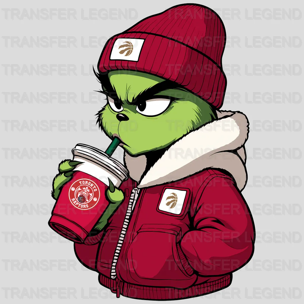 Toronto Raptors NBA The Grinch Drinking Coffee - DTF Iron On Transfer