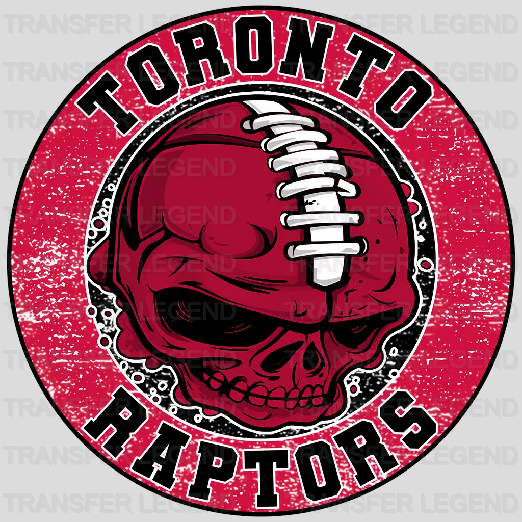 Toronto Raptors NBA Red Skull With Helmet Art - DTF Iron On Transfer