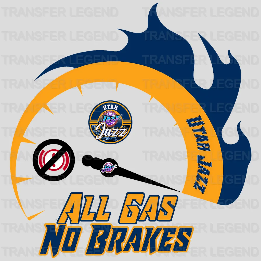 Utah Jazz NBA All Gas No Brakes DTF Iron On Transfer