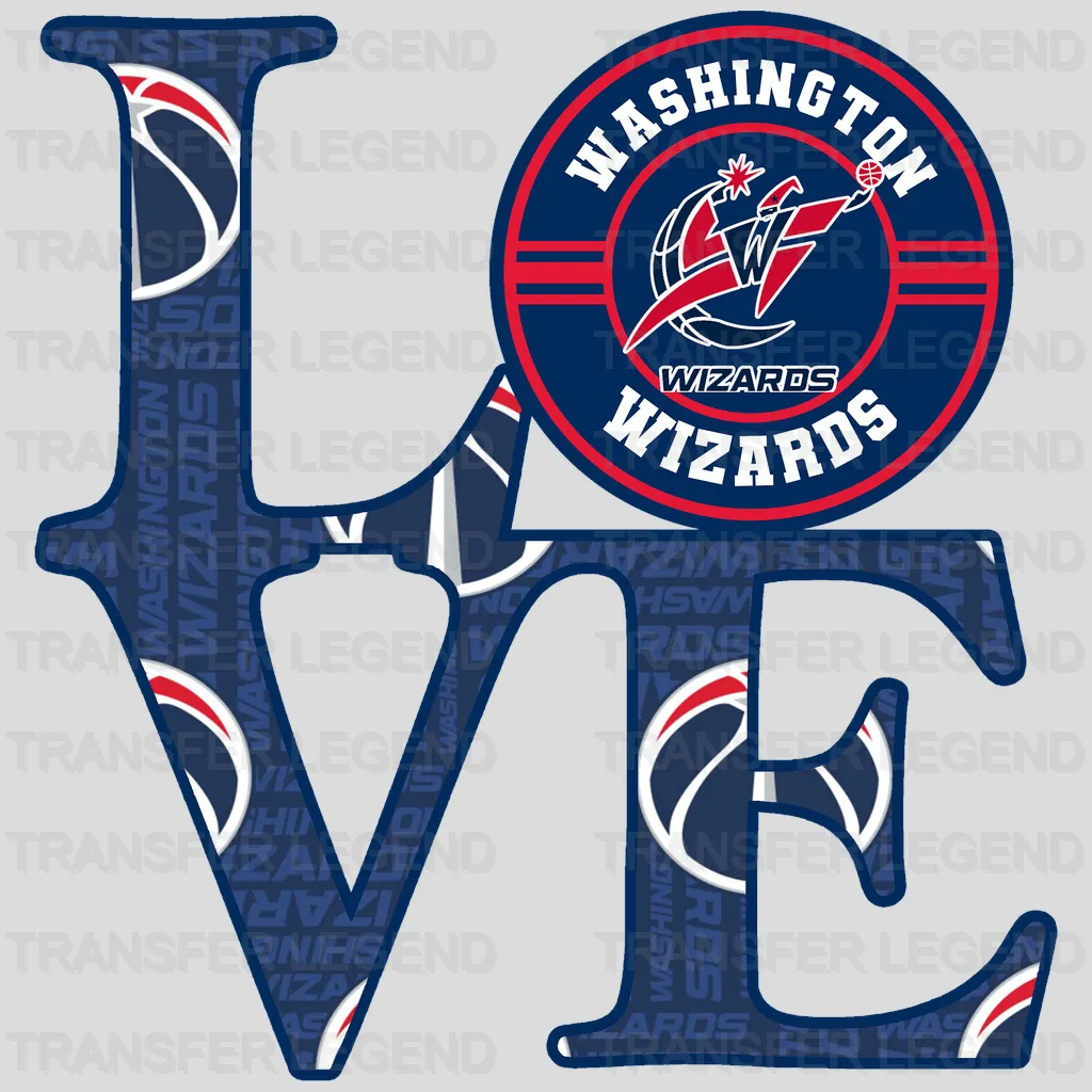 Washington Wizards NBA Love DTF Iron On Transfer
