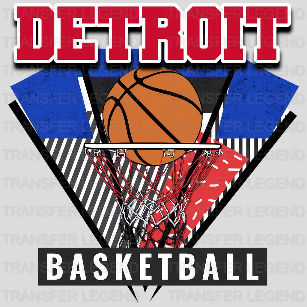 Detroit Pistons NBA Triangle Geometric Art - DTF Iron On Transfer