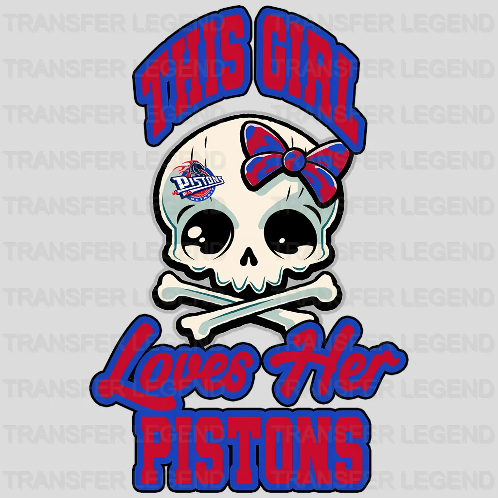 Detroit Pistons NBA Red Skull Biting Rim Art - DTF Iron On Transfer