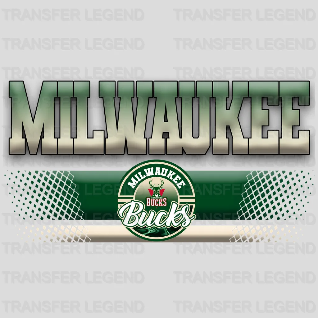 Milwaukee Bucks NBA Text Logo Banner Gradient - DTF Iron On Transfer