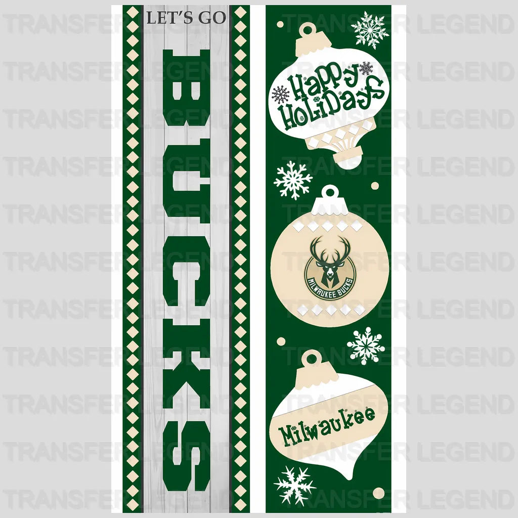 Milwaukee Bucks NBA Vertical Strip Banner Logo White - DTF Iron On Transfer