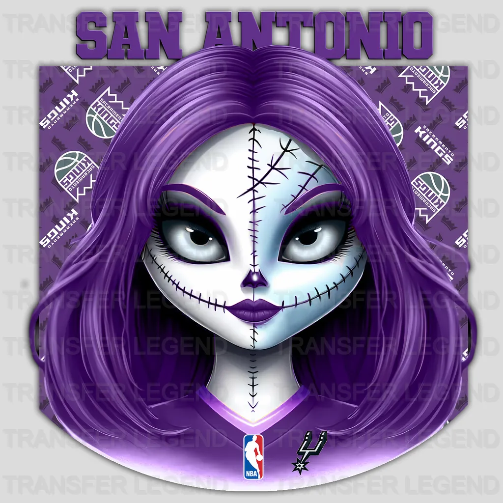 San Antonio Spurs NBA Gothic Girl Illustration - DTF Iron On Transfer