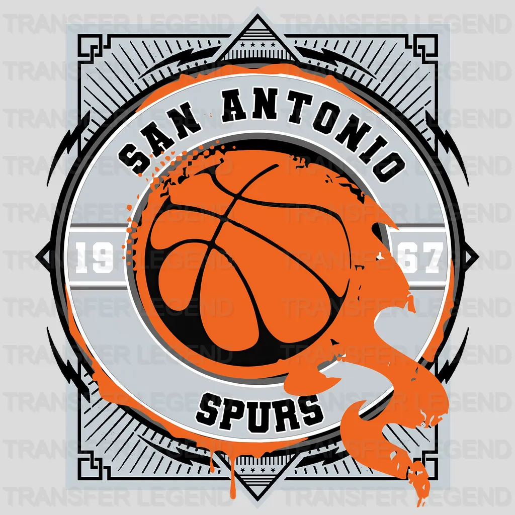 San Antonio Spurs NBA Orange Shape Logo Art - DTF Iron On Transfer