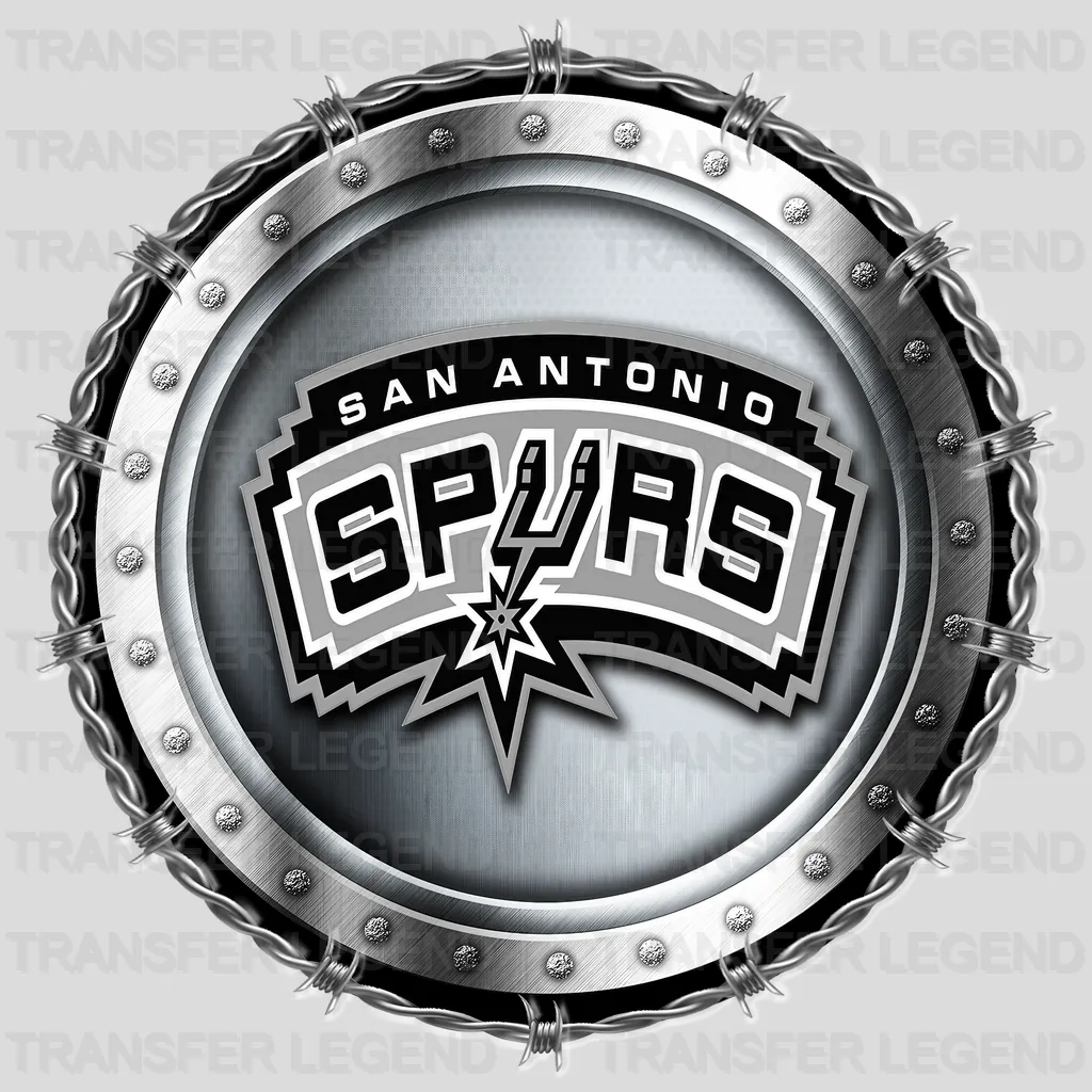 San Antonio Spurs NBA Chrome Metal Circle Badge 3D - DTF Iron On Transfer