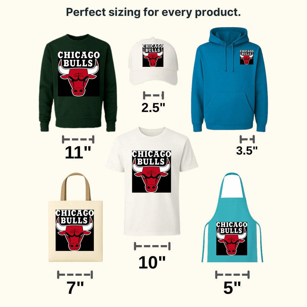 Chicago Bulls Vintage Stacked Wordmark with Bull NBA Design - DTF Heat Transfer