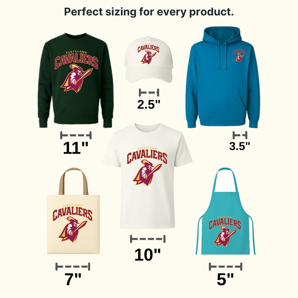 Cleveland Cavaliers Retro Mascot with Team Wordmark NBA Design - DTF Heat Transfer