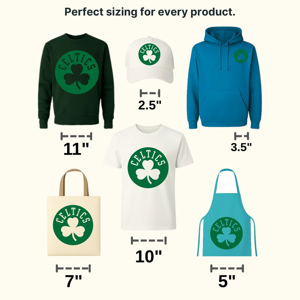Boston Celtics Shamrock within “CELTICS” Circle NBA Design - DTF Heat Transfer