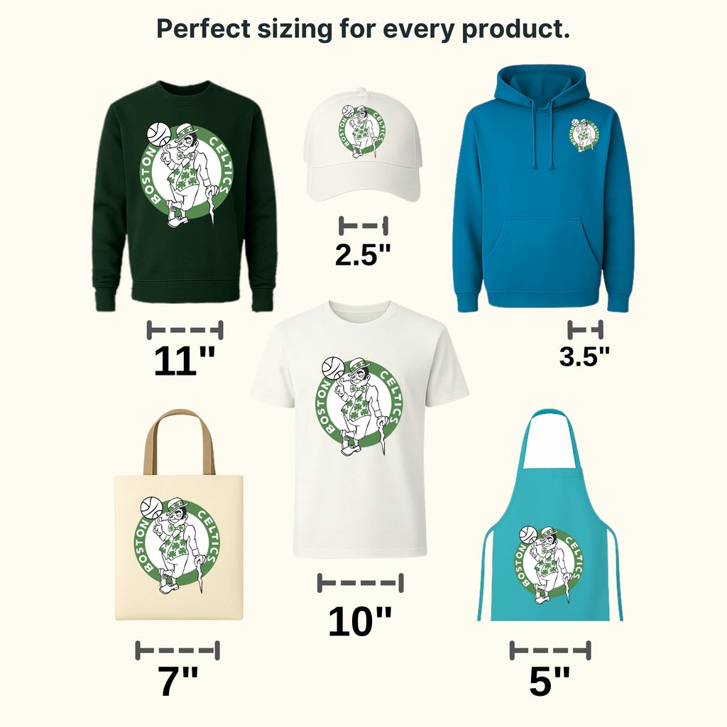 Boston Celtics Lucky Dribbling Roundel (White Background) NBA Design - DTF Heat Transfer