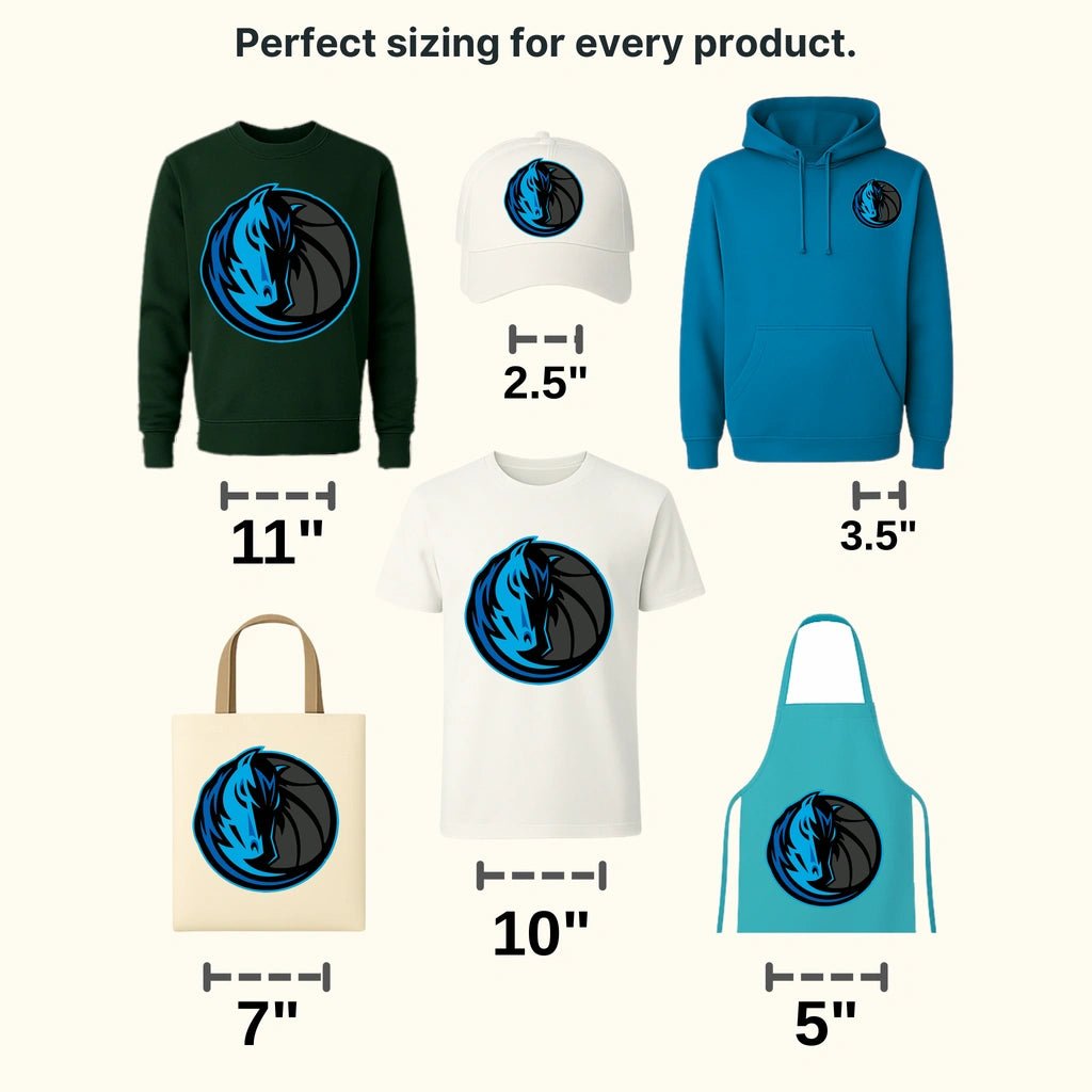 Dallas Mavericks Round Horse Emblem NBA Design - DTF Heat Transfer