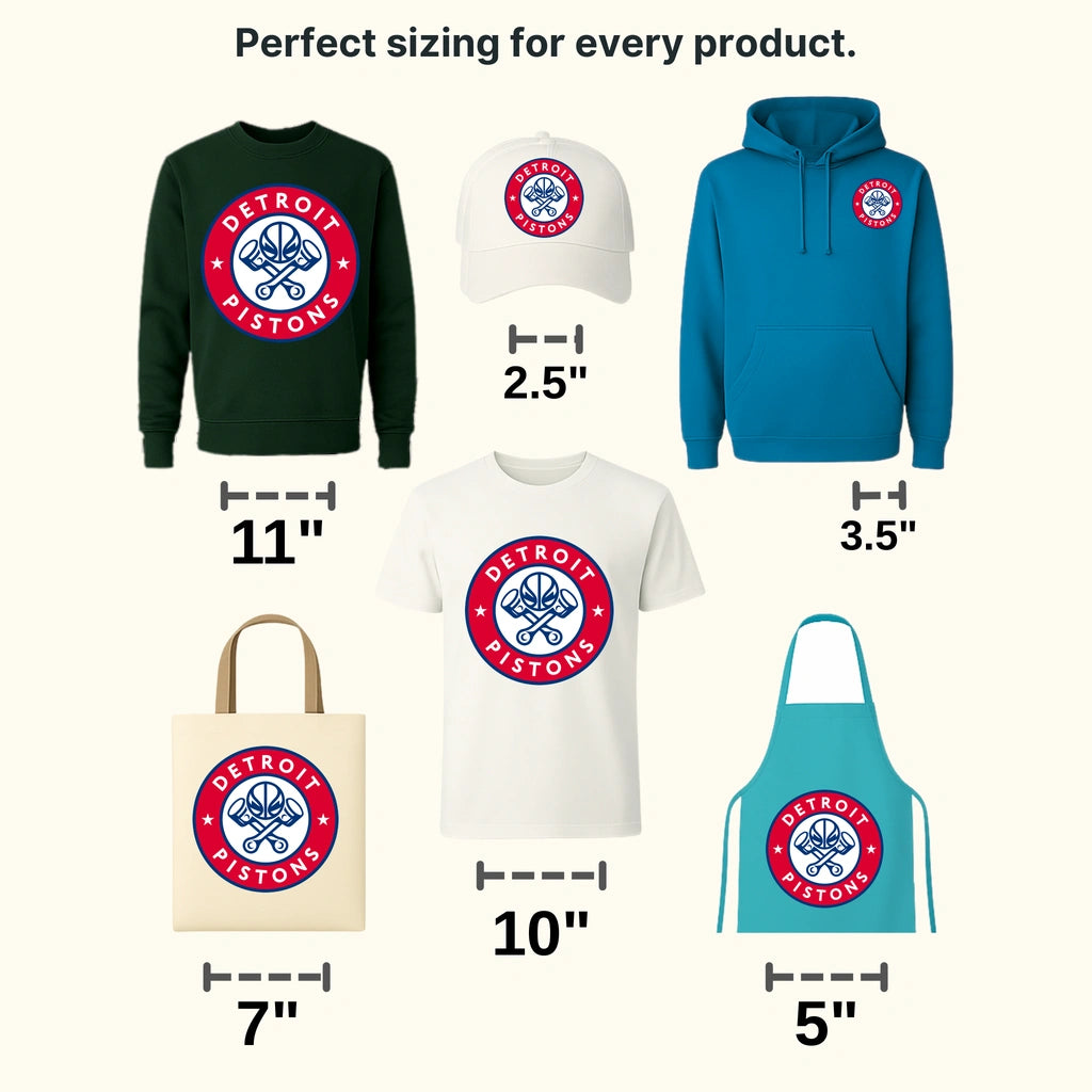 Detroit Pistons Crossed Engine Pistons Roundel NBA Design - DTF Heat Transfer